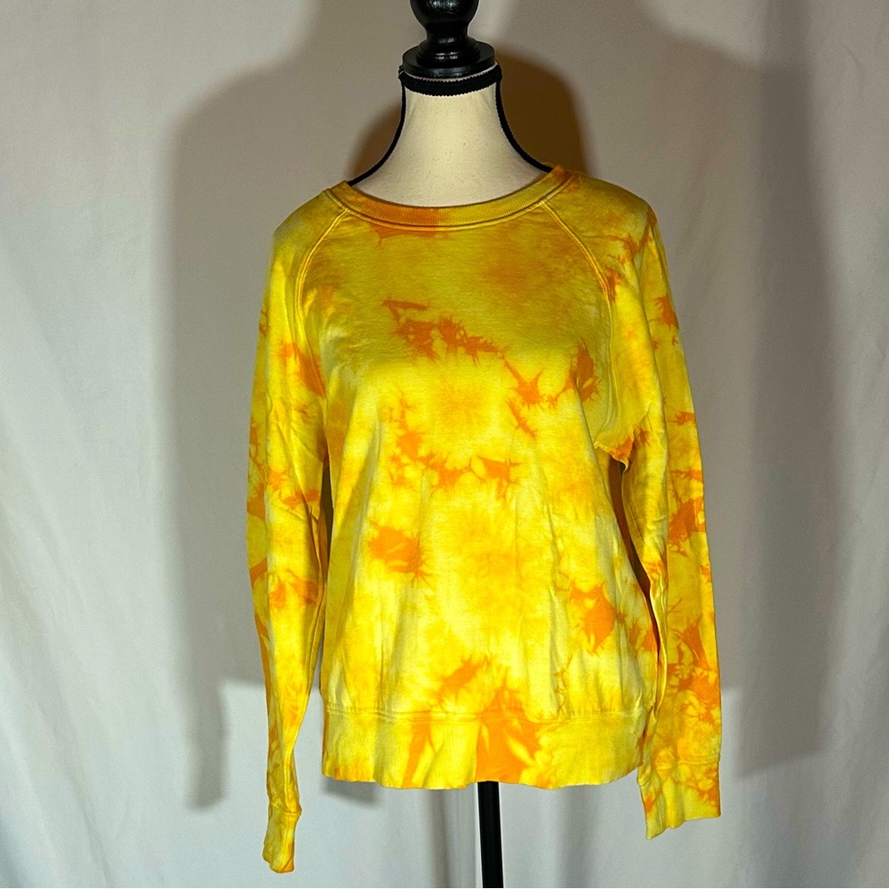 Athleta • Sundown Sweatshirt Womens Size S Yellow Tie Dye Lightweight Pullover